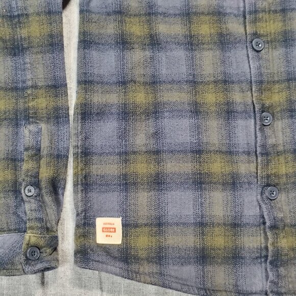 Globe Wanderer Shacket Flannel Shirts Green Blue Plaid Button Down - Picture 3 of 13